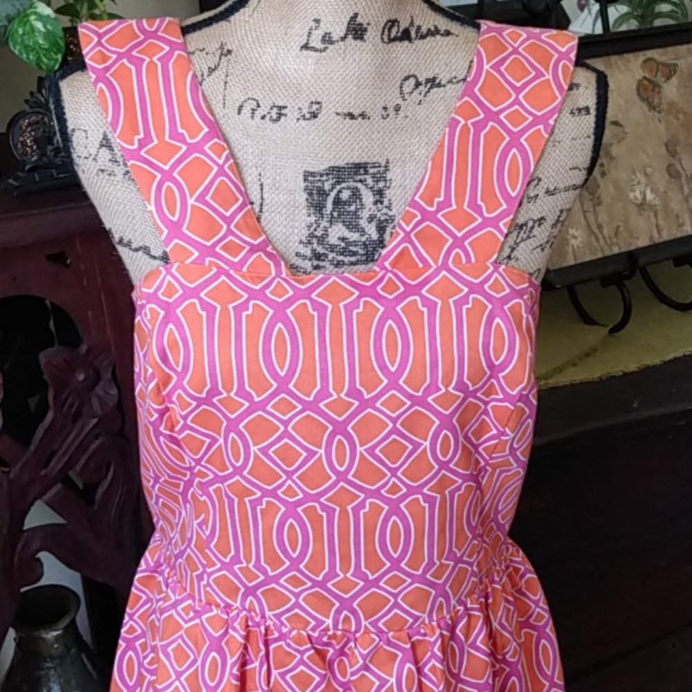 NWT MudPie Pink & Orange Open Back Charlotte Dress